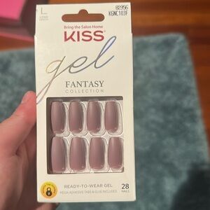 Kiss Gel Fantasy Press on Nails, Long length, NEW, matte, mauve colored
